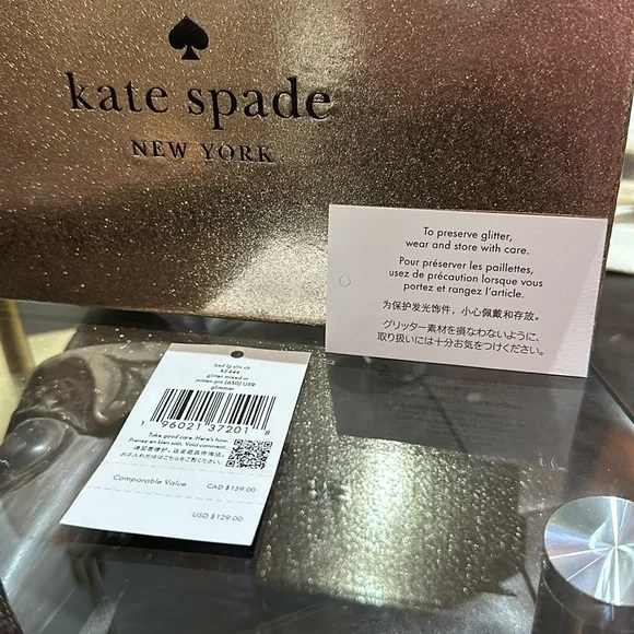 Authentic ♠️ Kate Spade NY Large Slim Cardholder in Glitter Mixed Mitten Pink